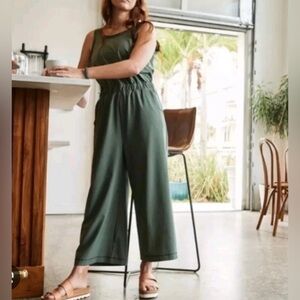 Calia by Carrie Underwood Wide Leg Overlap Jumpsuit Thyme Green Large New